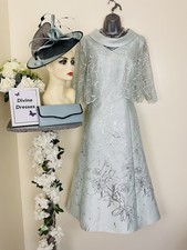 Lizabella Size 18 " Ice" Tea Length Outfit  Fascinator & Bag Mother of Bride