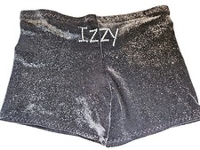 "IZZY" Personalised Gym Shorts Size 28" Black Sparkly