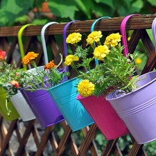 10x metal hanging flower - 10x, pot