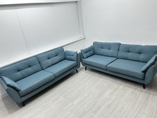dfs 2x 4 seaters french connection zinc teal fabric sofas