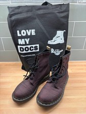 1460 Vegan Castel Cherry Red Serge Canvas Lace Up Boot Brand New Never Worn