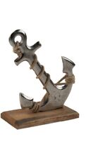 Nautical Anchor 18cm Ornament On Wooden Base - Home Decor Gift