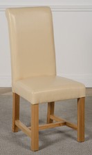 Washington Ivory Leather Dining Chairs | Dining Chairs with Braced Oak Legs