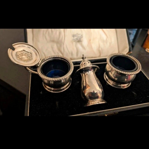 Solid silver salt pepper - salt, &