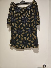 Virgos Lounge Embellished Top Size L 10 12 14
