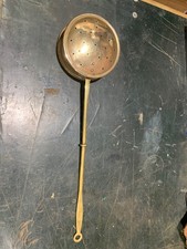 Antique Copper Brass Long Handle Coal Bed Warmer Warming Pan