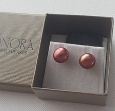 925 Sterling Silver Genuine HONORA  Cultured Freshwater Pearl Earrings 