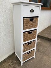 XL WHITE TALLBOY & HESSIAN DRAWERS x 4