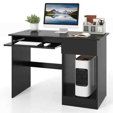Black Desk with Drawer Wooden