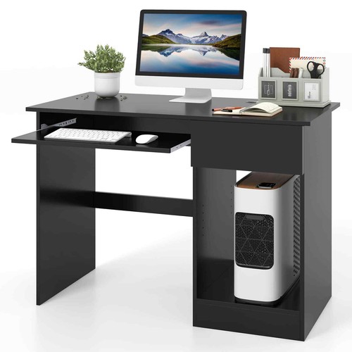 Black desk with - with, wooden