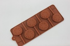 Silicone Round Lollipop Mould x 6 and Sticks Star Design Chocolate Fondant Lolly