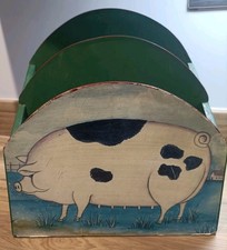 Vintage Wooden Pig Letter Rack