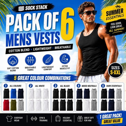 Mens vests cotton - cotton, tank