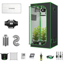 VIVOSUN 90x90x180cm Grow Tent Complete System w/VS2000 Led light,4-in Inline fan