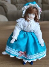 Doll's House Vintage Handmade 1/12 Beautiful Bonnet Period Dress Doll Lady