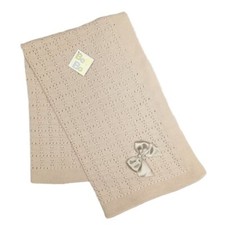 Beautiful Beige Baby Shawl Spanish Style Large Bow Knitted Baby Shawl Blanket