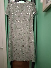 Ladies' Jenny Packham Silver Sequined Short Dress - Size UK12