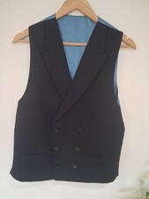 Charles Tyrwhitt Blue Double Breasted Waistcoat,  Wool, Size 40.