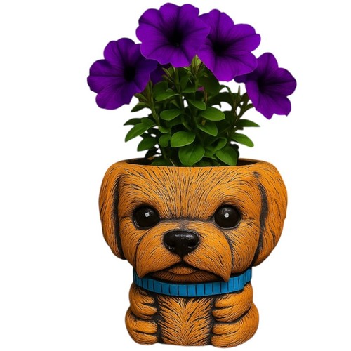 Resin dog flower pot - dog, for