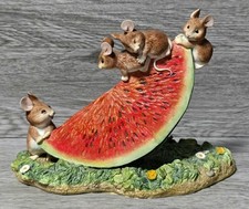 Vintage 2000 Border Fine Arts Enesco Figurine, Morris Mice - Melon Rock And Roll