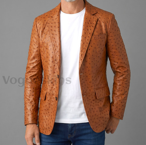 Men ostrich embossed - men's, leather