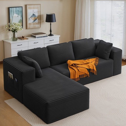 Velvet corner sofa seater l - corner,