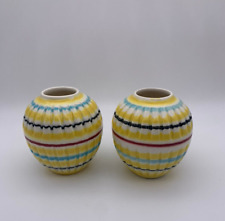 Hornsea Rainbow Round Posy Vases Pair No.551 John Clappison