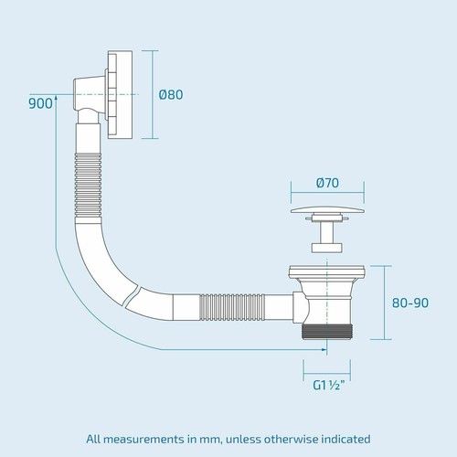 Easyclean sprung plug bath - easyclean,