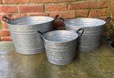 Set of 3 Rustic Aged Zinc