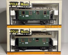 2 Rare POLA Maxi O Gauge German Deutsche Reichsbahn 4 Wheel Coaches - Boxed