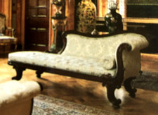 Chaise Longue Daybed SOFA settee antique c.1830/40 Gold Duck Egg blue damask