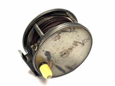Hardy Perfect Brass Faced Vintage 4 1/2"″ Salmon Fly Reel With Silk Line