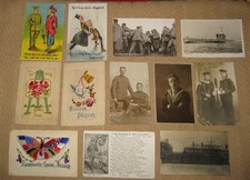 Lot 12 x WW1 Era Postcards inc RP Portraits Soldiers Sailors Comic Silks
