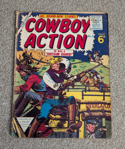 Vintage cowboy action - cowboy, comic