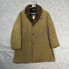 Vintage 80s Coat Mighty Mac Out Gloucester Khaki Fleece Lined Button Up