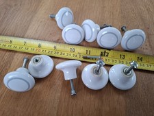 White & Grey Ceramic Kitchen Cabinet Drawer Wardrobe Cupboard Knob Pull Handle