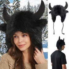 Bison Hat Plush Earflap Hat