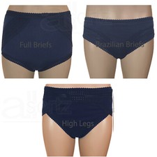 New Ladies Cotton Rich Briefs Knickers Full High Leg Brazilian UK Size M S L
