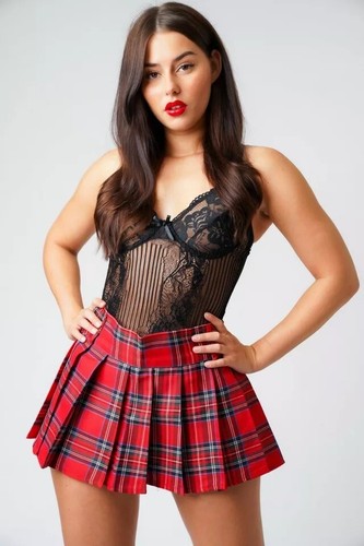 Red tartan plaid pleated micro - tartan,