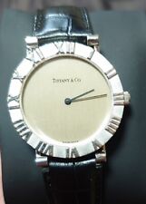 Tiffany & Co. Swiss Atlas Watch Sterling Silver Quartz Black D286753 W/W127