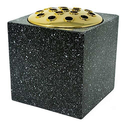 Black speckled with gold - with, lid
