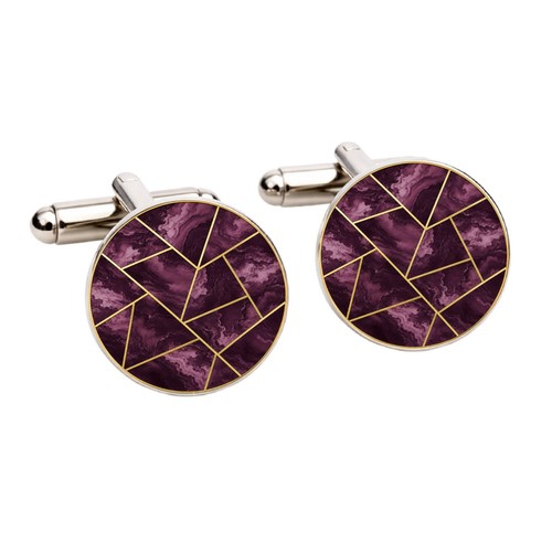 Plum geometric cufflinks gold - plum,