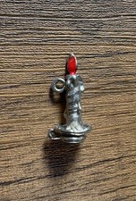 Large Vintage Silver Enamelled Candlestick Candle Holder Pendant Charm 11g 3.5cm