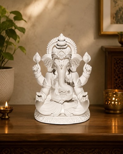 White lord ganesha statue - white,