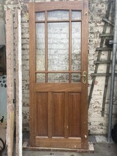 Solid Wood (European Oak?) External Door & Key and Part frame As Shown in Photo