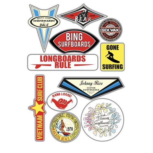 Surf stickers vintage design