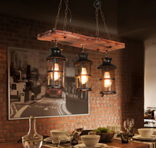 PANNN Pendant Lamp Wood Industrial Wood Pendant Light vintage 45-3-11/12/13