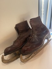 Vintage Leather Ice Skates -
