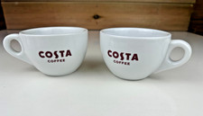 Pair Of Costa Coffee Mugs Cups X2 White Hot Drinks Small Tea Mugs Cups