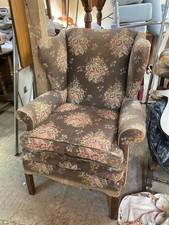 Vintage 1940's CC41  Brown Pattern Wingback Fireside Armchair